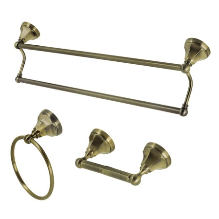Kingston Brass BAK4181348AB Metropolitan 3-Piece Towel Bar Accessory Set, Brass BAK4181348AB